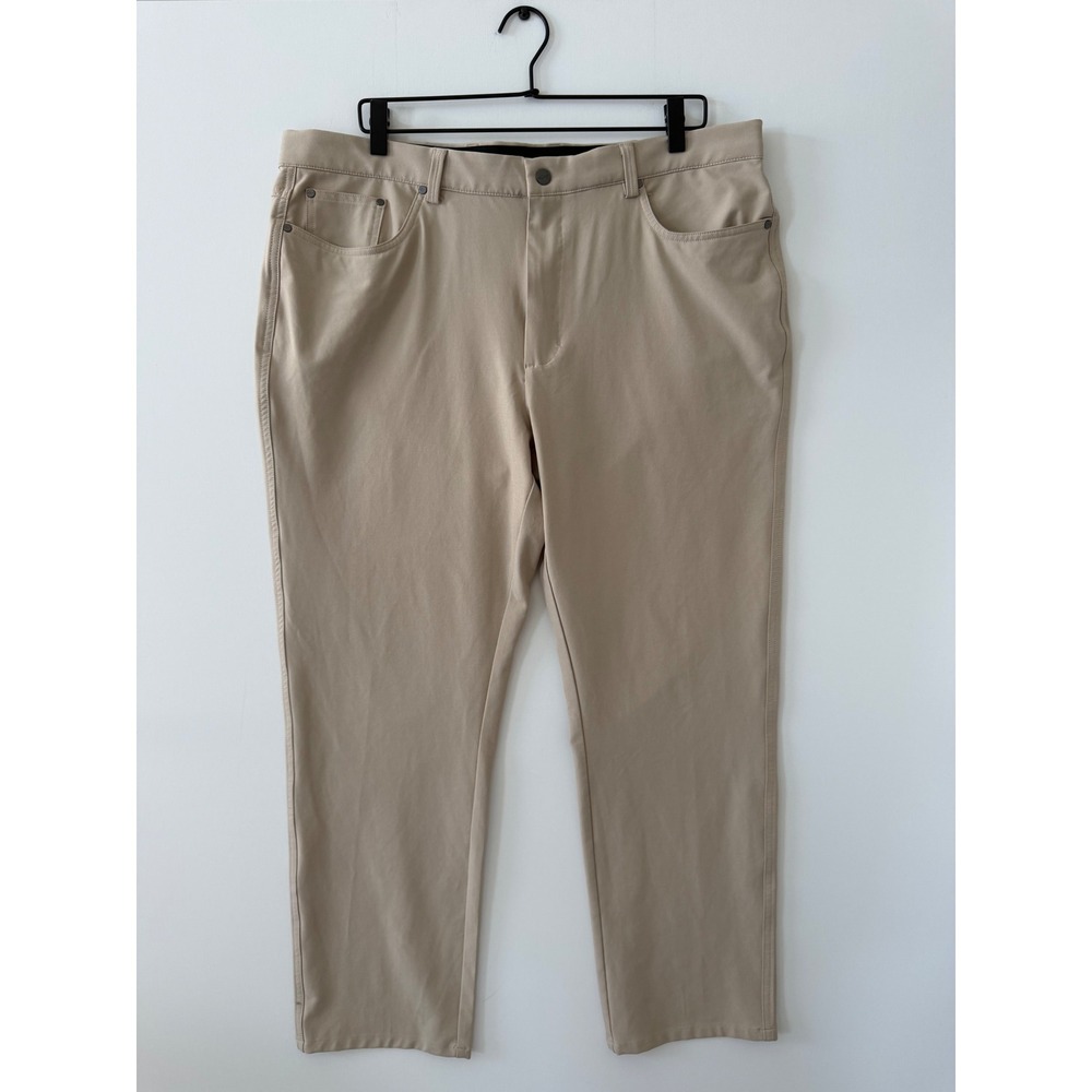 Greg Norman Mens Performance Golf Pants Tan Khaki Stretch 38x29